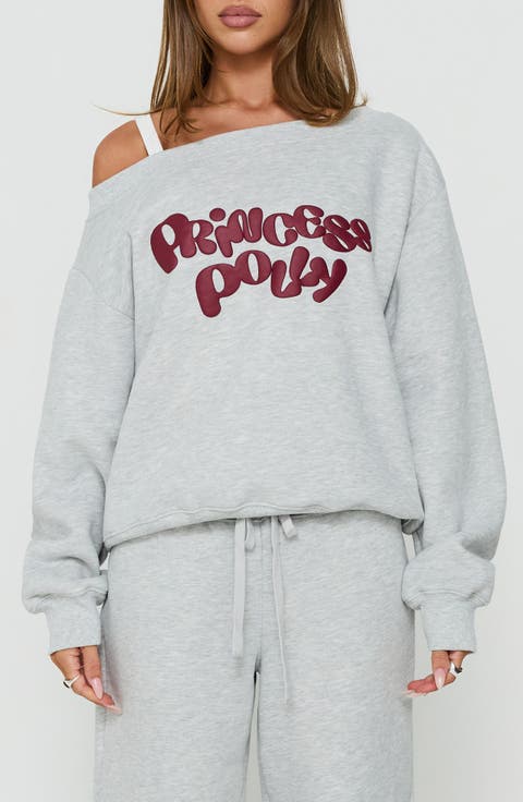 Aaleah Off Shoulder Graphic Sweatshirt