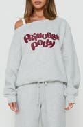 Princess Polly Aaleah Off Shoulder Graphic Sweatshirt