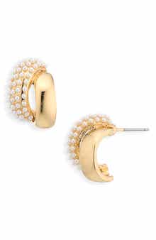 Cara Faux Pearl Hoop Earrings
