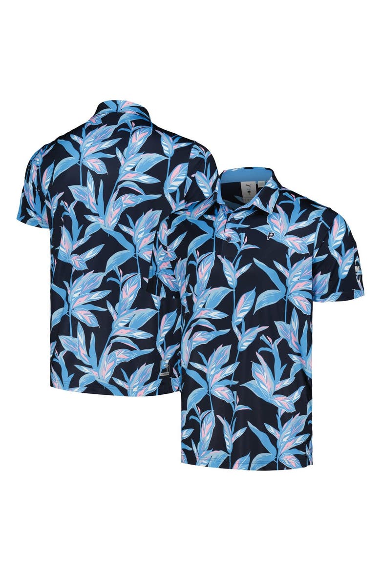Men's Puma x PTC Navy WM Phoenix Open Floral MATTR Polo, Alternate, color, Navy