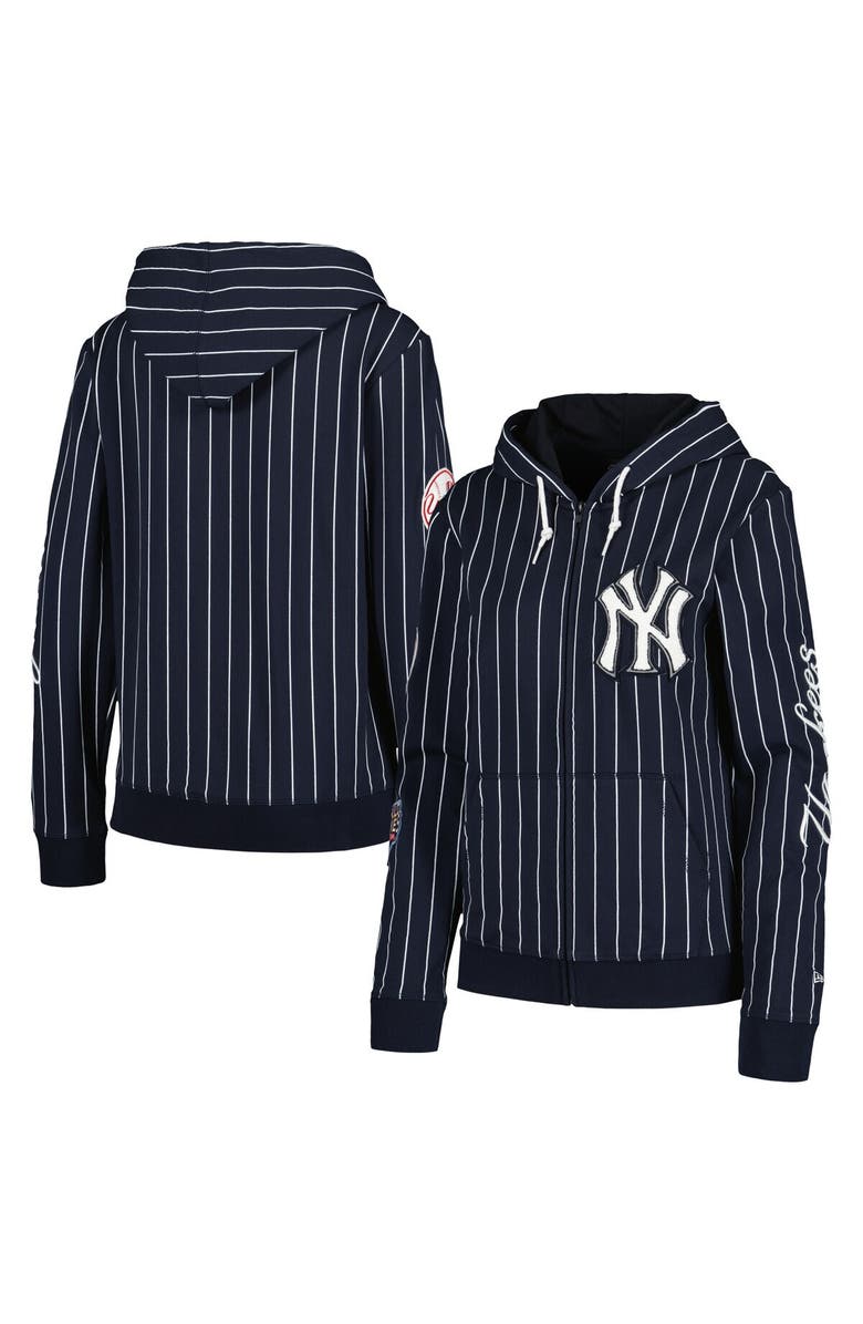 New Era Women's New Era Navy New York Yankees Pinstripe Tri-Blend Full-Zip Jacket, Main, color, 