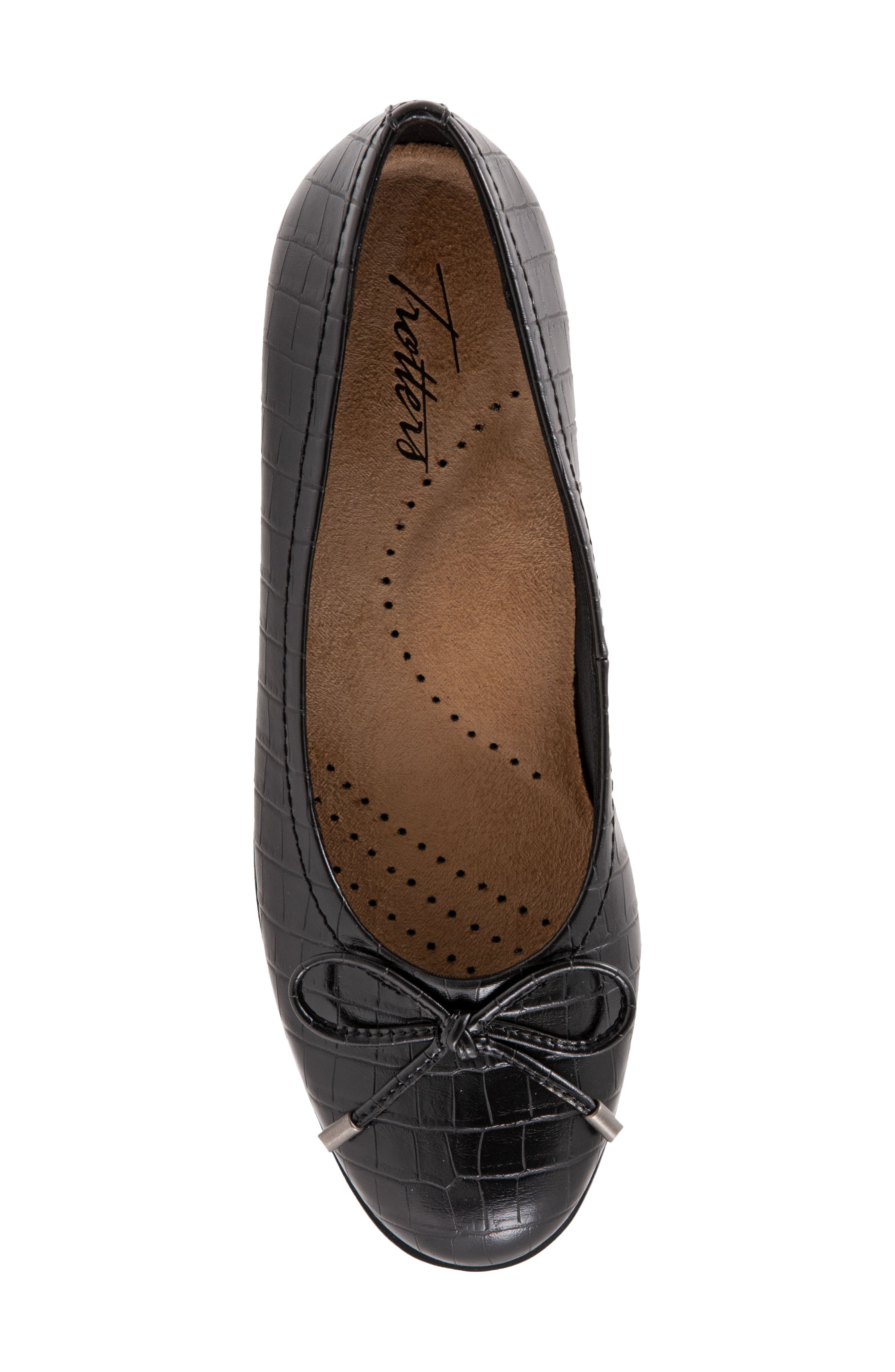 Trotters Dellis Ballet Flat, Alternate, color, Black Croc Print Leather