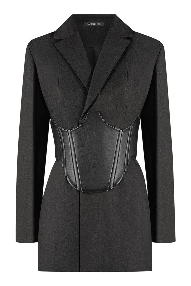 Tailored Blazer Dress with Reversible Corset, Alternate, color, Black