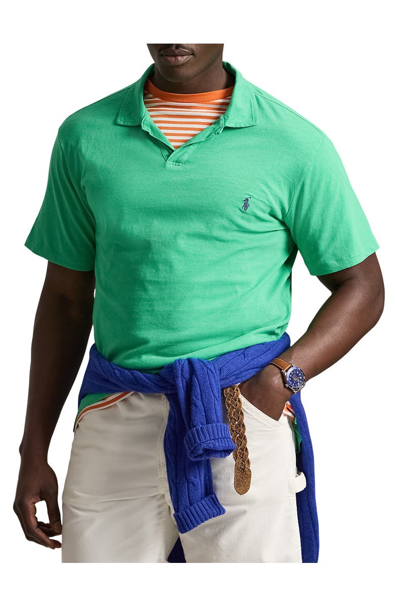 Polo Ralph Lauren Big & Tall Cotton-Blend Johnny Collar Polo Shirt, Main, color, Summer Emerald