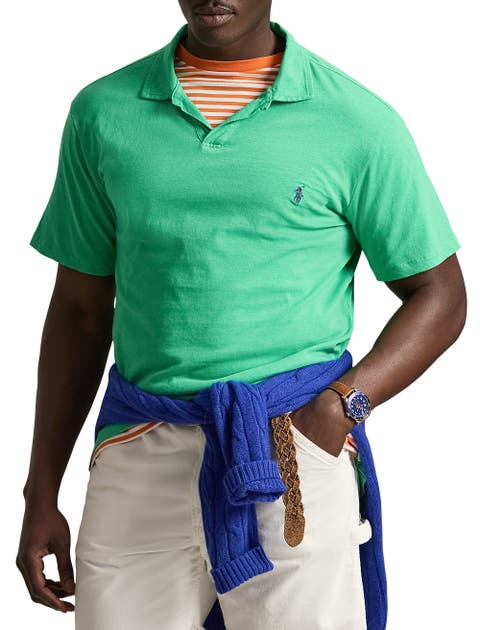 Big & Tall Cotton-Blend Johnny Collar Polo Shirt