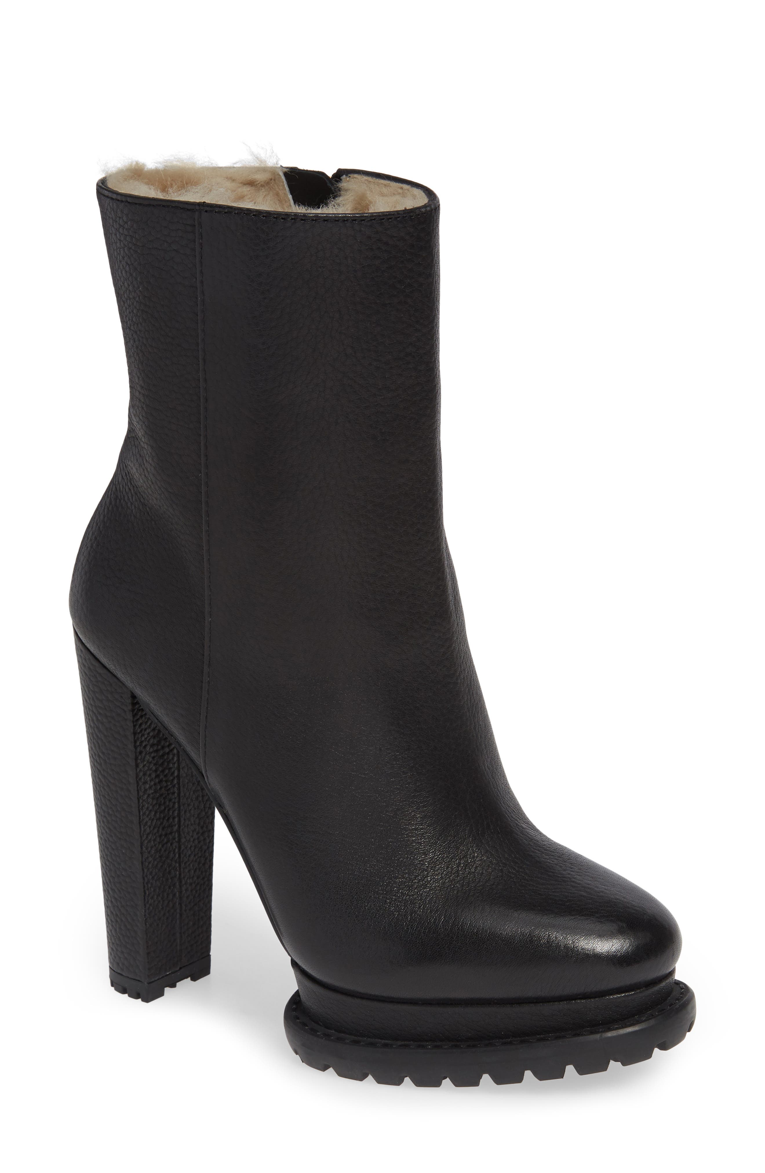 Alice + Olivia Holden Genuine Shearling Bootie, Main, color, 
