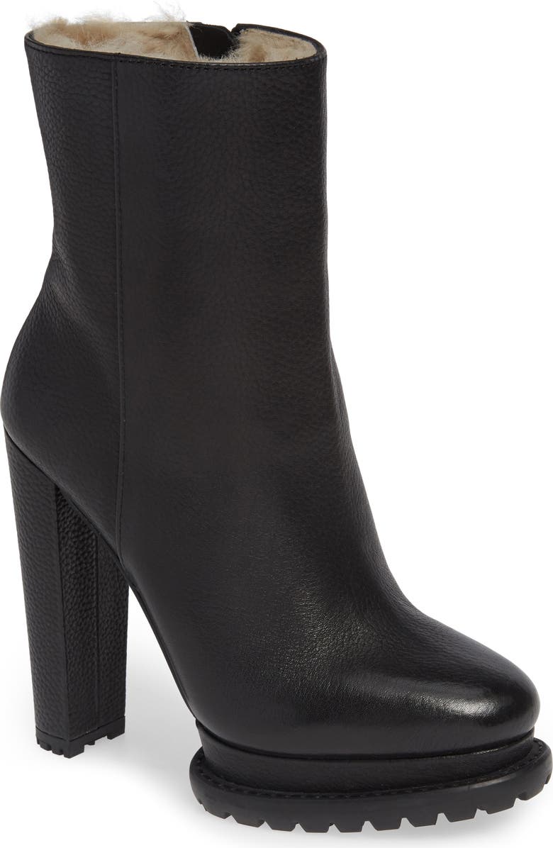 Alice + Olivia Holden Genuine Shearling Bootie, Main, color,