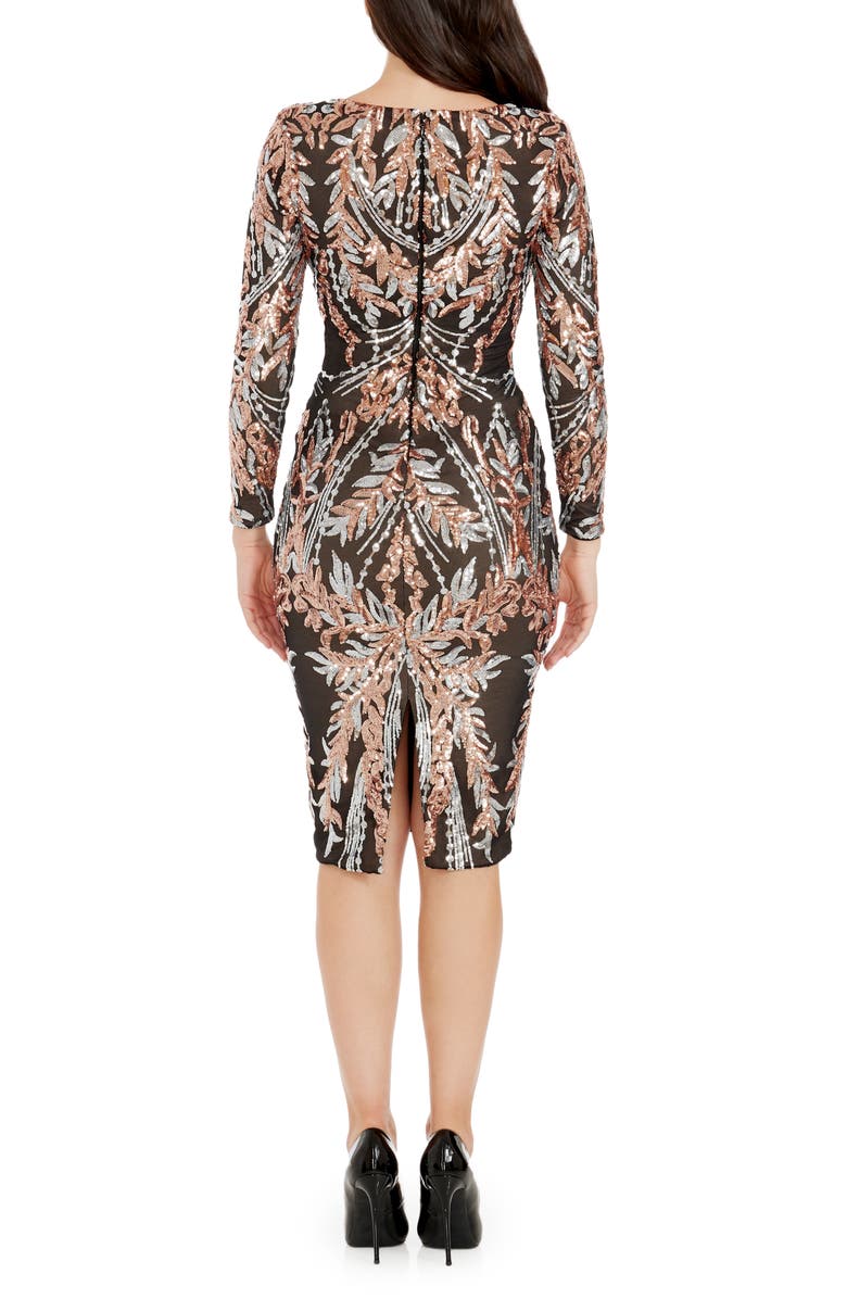 Dress the Population Emmalyn Sequin Long Sleeve Body-Con Cocktail Dress, Alternate, color, 