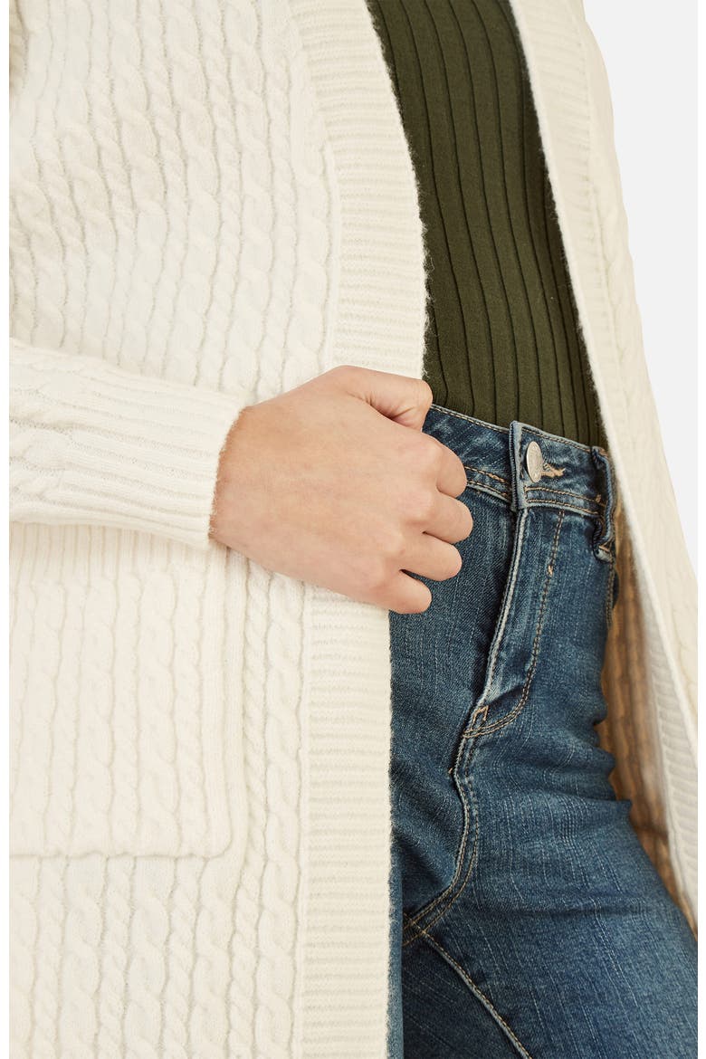 Cable Knit Long Sleeve Long Cardigan, Alternate, color, Ivory