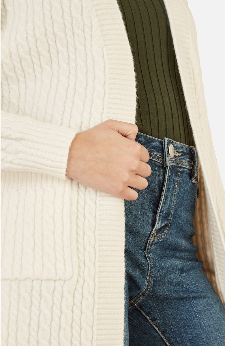 Yumi Cable Knit Long Sleeve Long Cardigan, Alternate, color, Ivory
