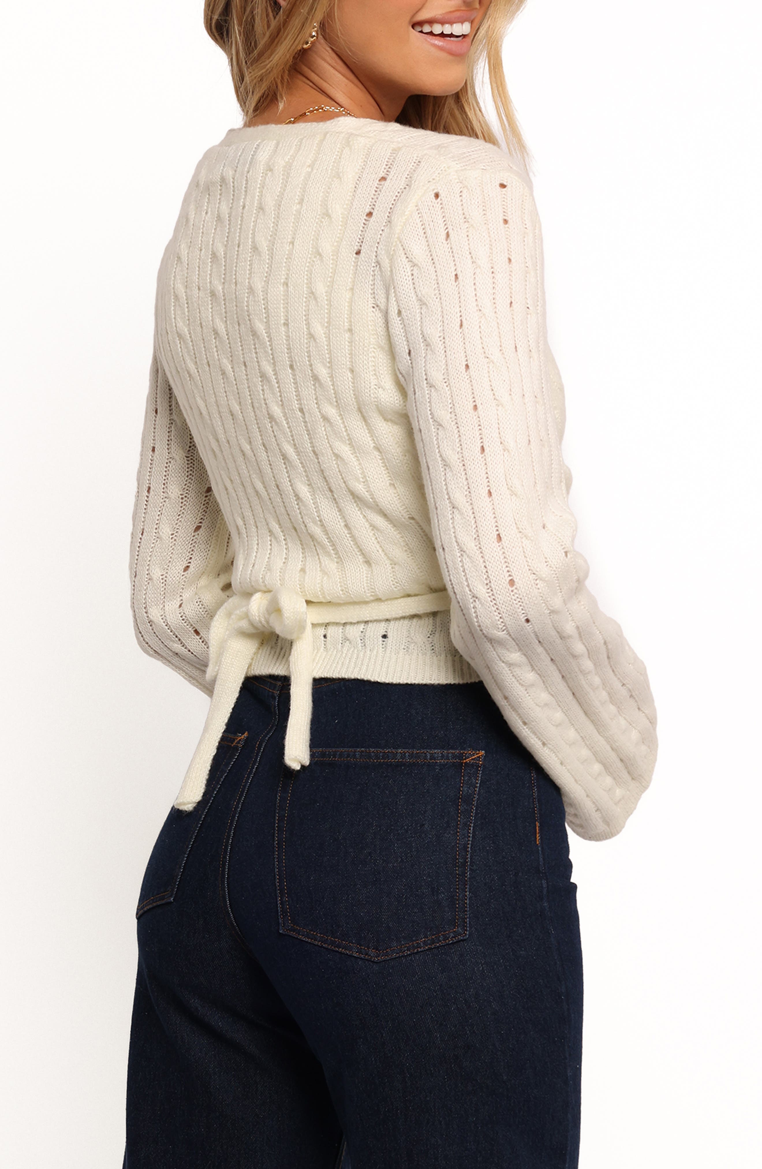 Kaelie Cable Knit Wrap Front Top - image 2