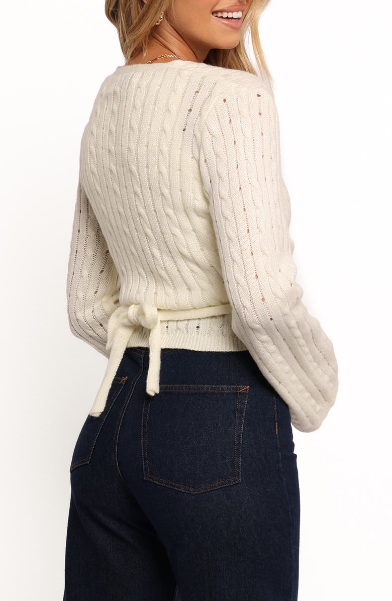 Petal & Pup Kaelie Cable Knit Wrap Front Top, Alternate, color, White