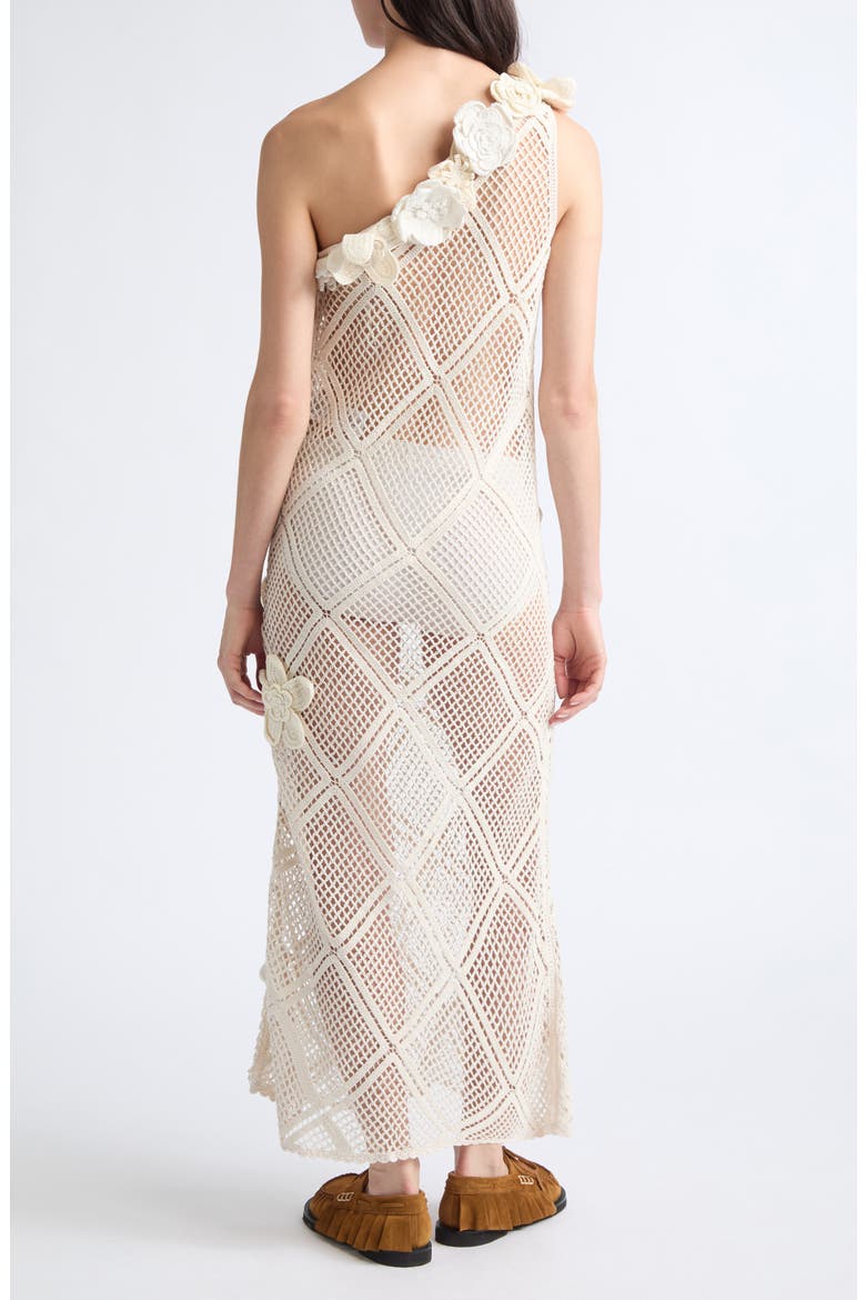 Floral Crochet One-Shoulder Dress, Alternate, color, LIMESTONE