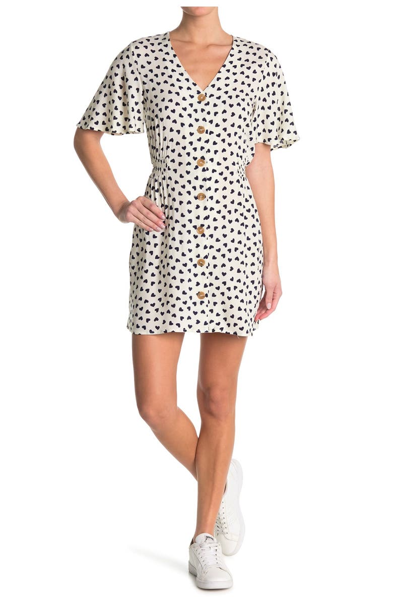 Abound Flutter Sleeve Button Front Dress, Main, color,