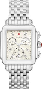 MICHELE Deco Diamond Chronograph Bracelet Watch, 33mm