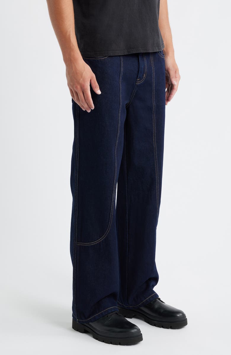 KROST Crosby Contrast Topstitch Straight Leg Jeans, Alternate, color, Indigo Wash