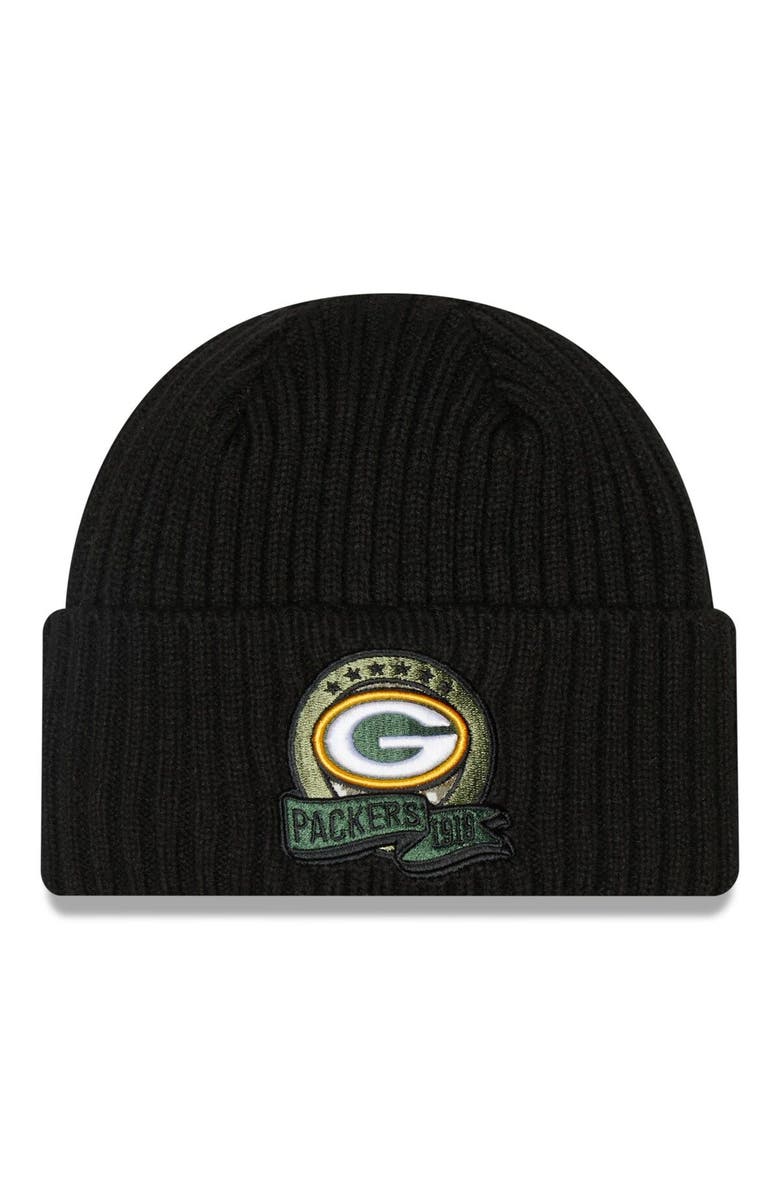 New Era Men's New Era Black Green Bay Packers 2022 Salute To Service Knit Hat, Main, color, 