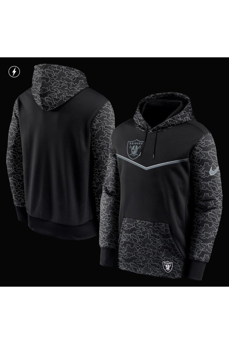 Men's Nike Black Las Vegas Raiders RFLCTV Chevron Pullover Hoodie, Alternate, color, Black