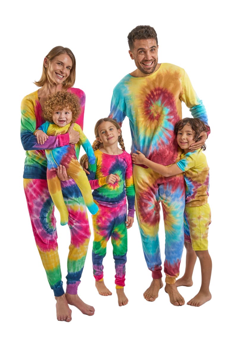 Kids Two-Piece Tie Dye Cotton Matching Family Pajamas, Alternate, color, Tie Dye Swirl Girls