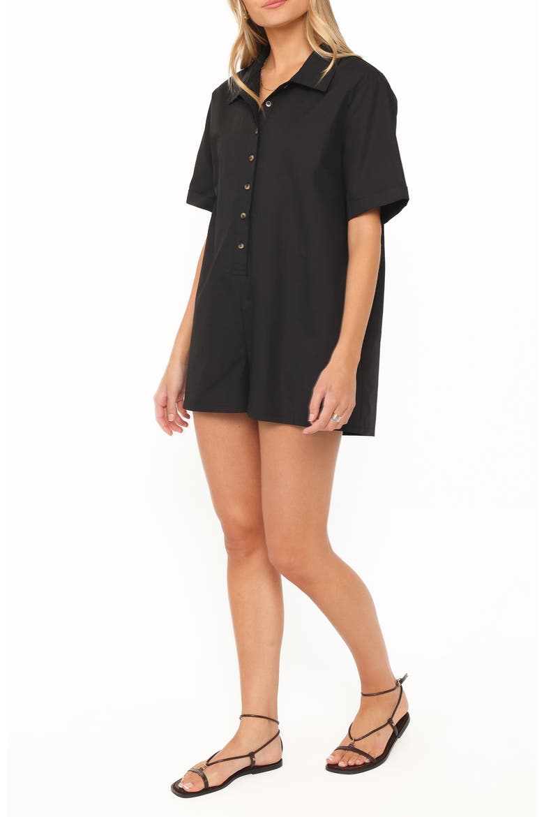 Calypso Button Front Romper, Alternate, color, BLACK