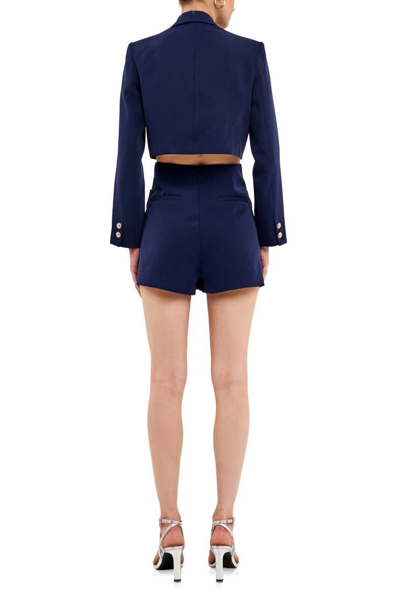 Cutout Back Double Breasted Romper, Alternate, color, NAVY