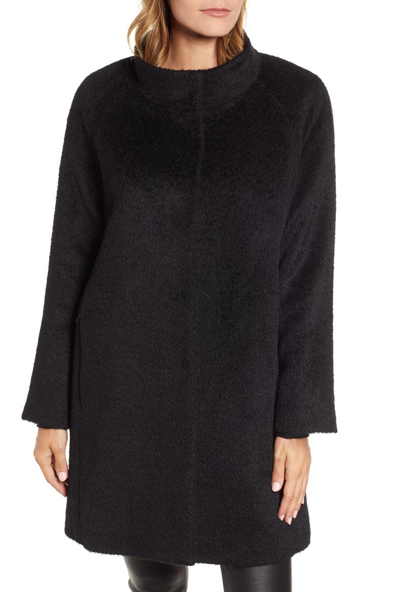Coat with Hooded Bib, Alternate, color, BLACK