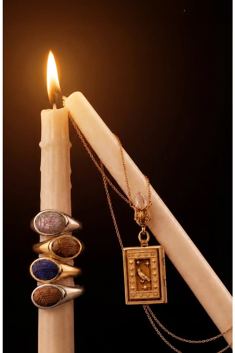 Book of Raven Locket Necklace, Alternate, color, METALLIC GOLD