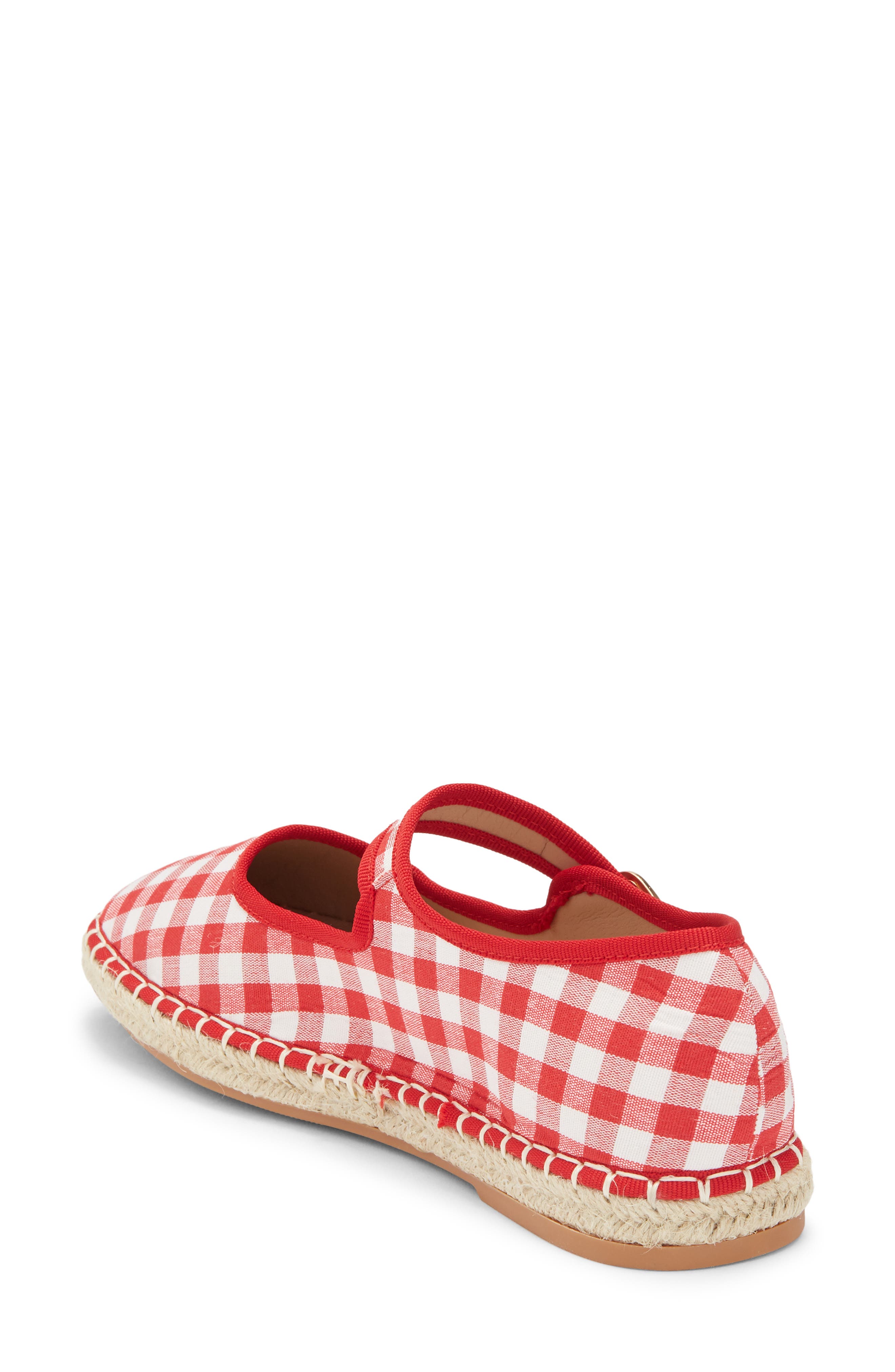 TOP MODA Fallon Gingham Mary Jane Flat, Alternate, color, Red Can