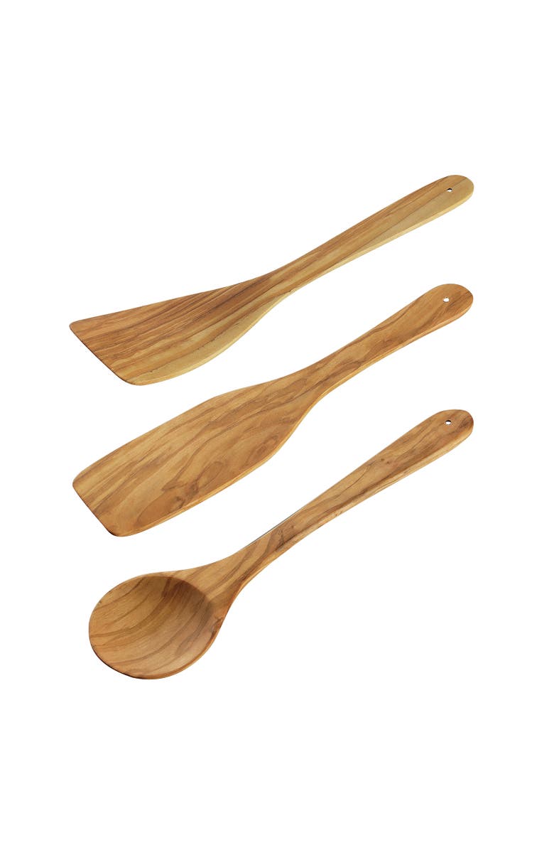 CILIO Toscana Olivewood 3 Piece Kitchen Utensil Set, Main, color, Brown