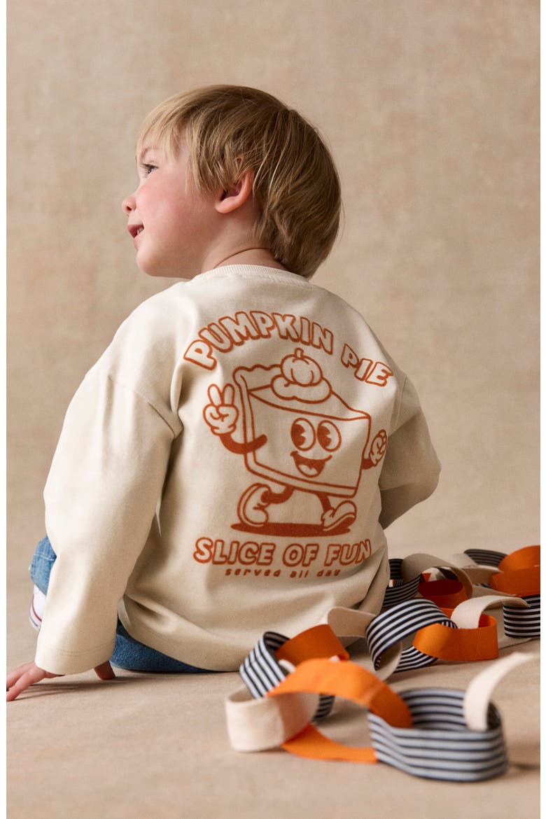 Kids' Pumpkin Pie Long Sleeve Graphic T-Shirt, Alternate, color, CREAM