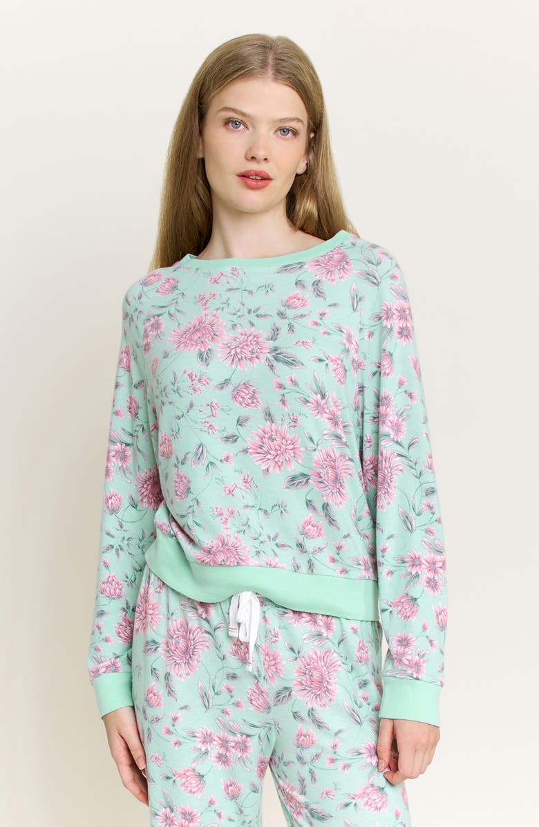 Honeydew Star Seeker Brushed Jersey Pajamas, Alternate, color, Soft Mint Floral