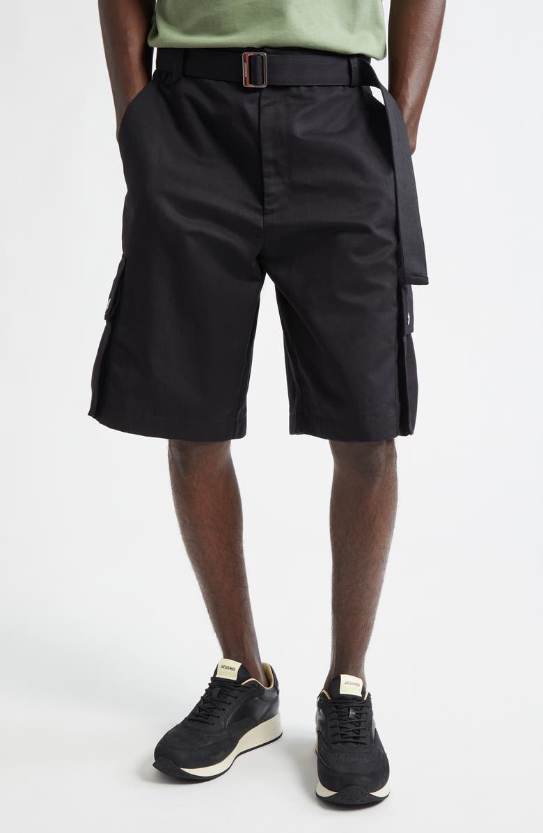 Jacquemus Le Cargo Bermuda Shorts, Main, color, Black
