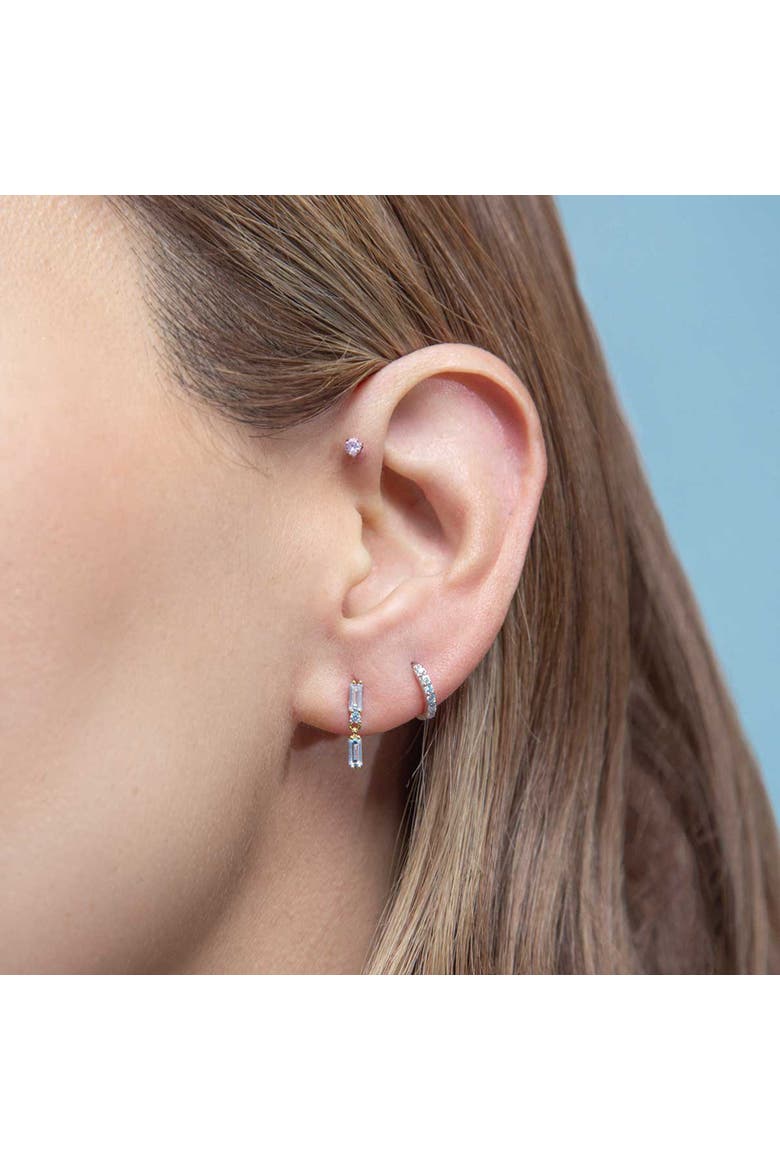 Double Pave Gold Earring, Alternate, color, Gold