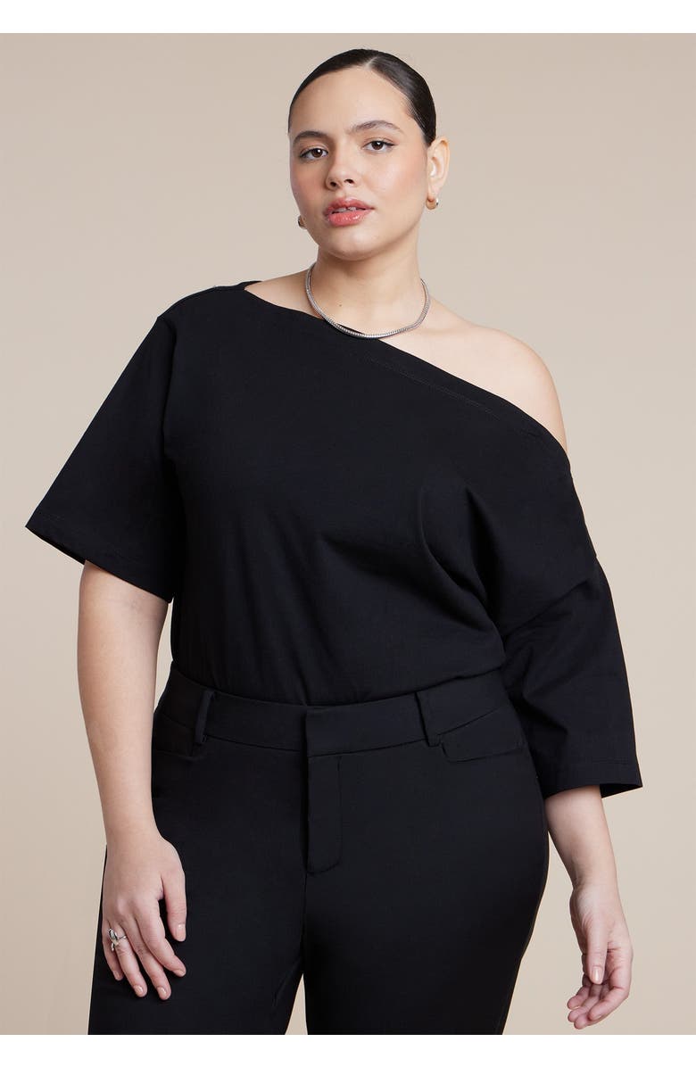 ELOQUII Slouchy Tee, Main, color, Black Onyx