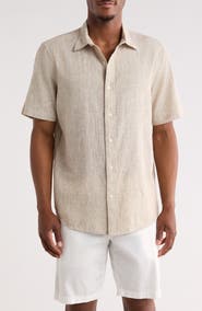 14th & Union Linen & Cotton Short Sleeve Button-Up Shirt