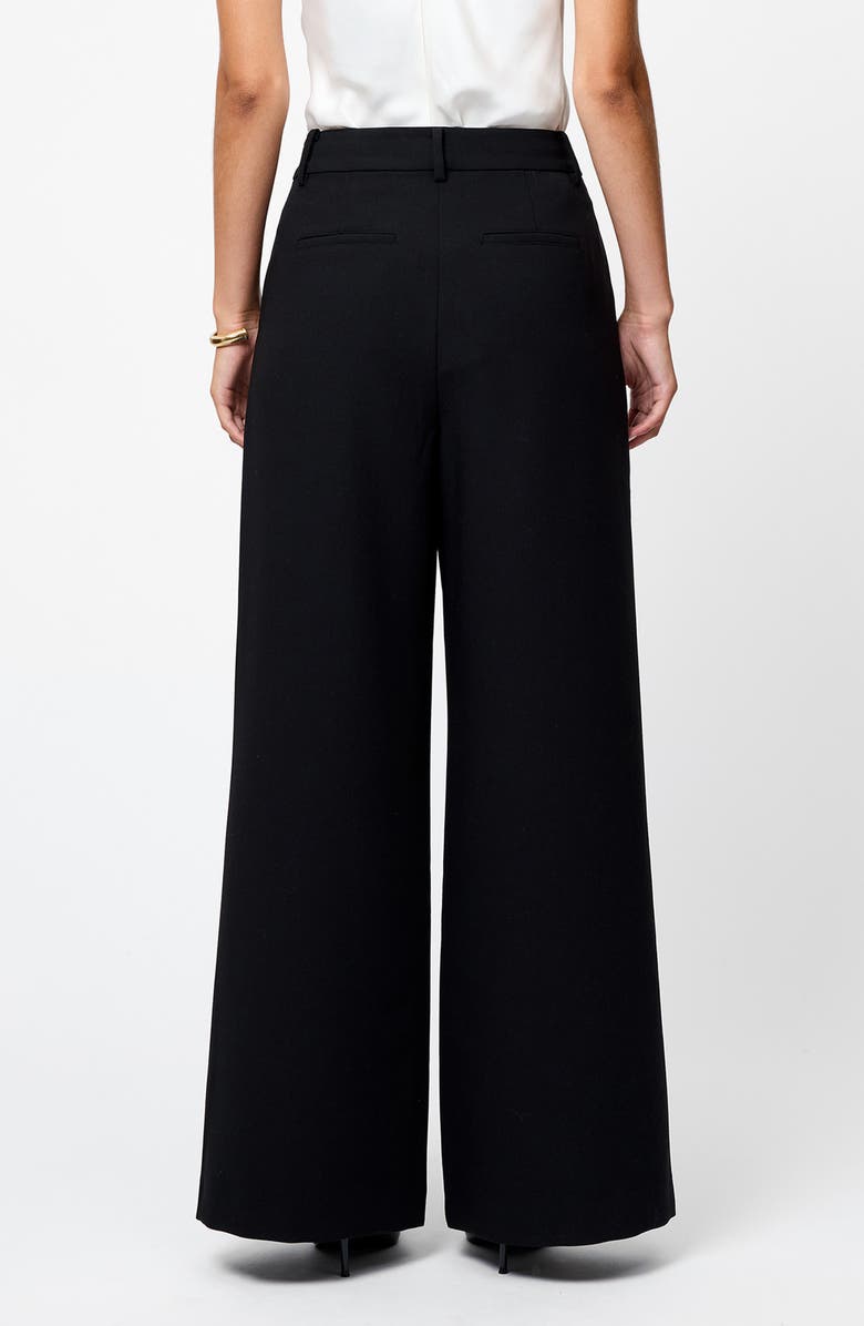 French Connection Azra Wide Leg Twill Pants, Alternate, color, Black