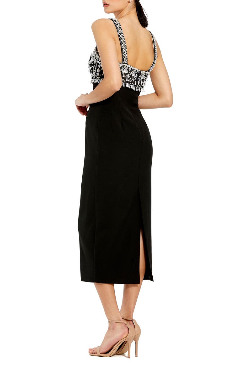 Fitted Embellished Column Midi Dress, Alternate, color, BLACK