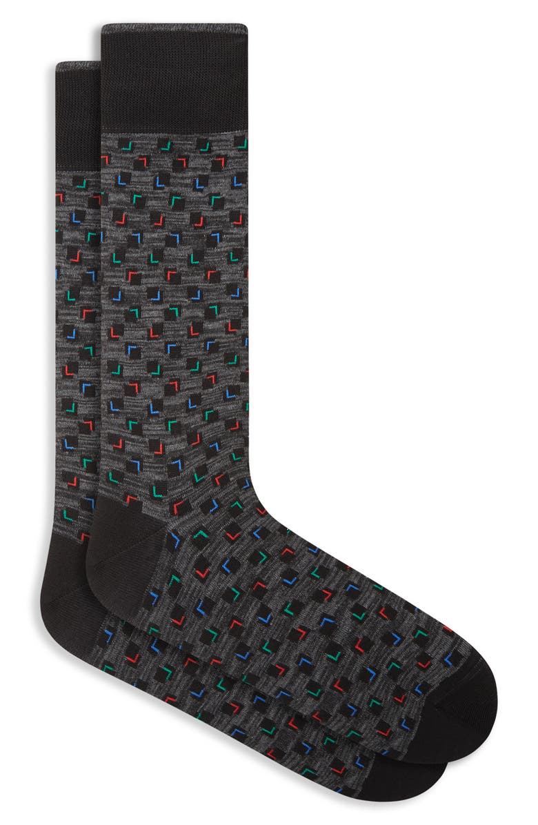 Bugatchi Geometric Mercerized Cotton Blend Dress Socks, Main, color,