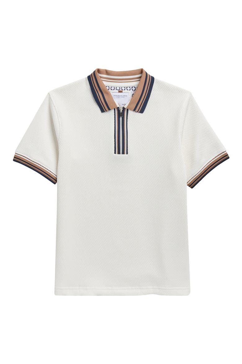 Kids' Tipped Quarter Zip Polo, Main, color, OFF WHITE