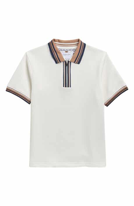 DENIM AND FLOWER Kids' Tipped Quarter Zip Polo