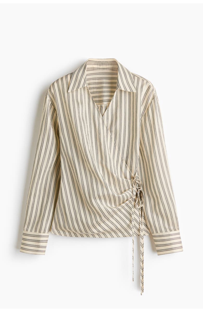 H&M Wrap Shirt, Main, color, Light Beige/Striped