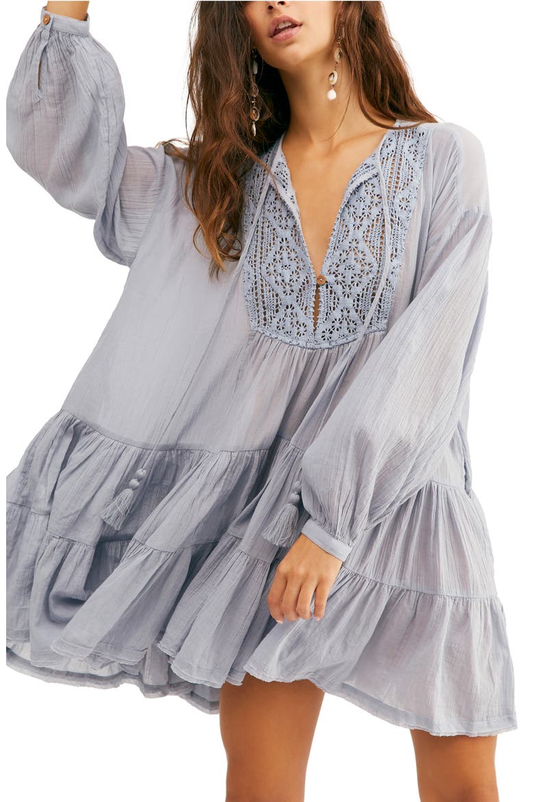 Endless Summer by Free People Something Special Long Sleeve Minidress, Alternate, color, WATERLILY