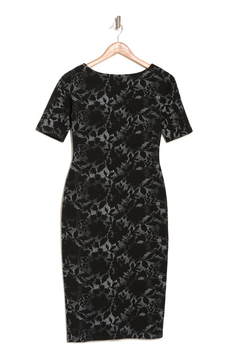 Maggy London Shadow Flower Bateau Neck Knit Dress, Alternate, color, 