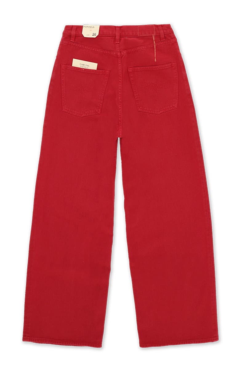 Fortela Jaron Wide-Leg Twill Cotton Trousers, Alternate, color, Red