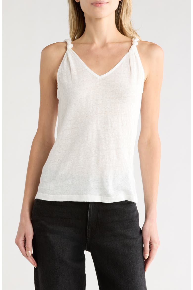 Tamar V-Neck Linen Tank, Main, color, BONE