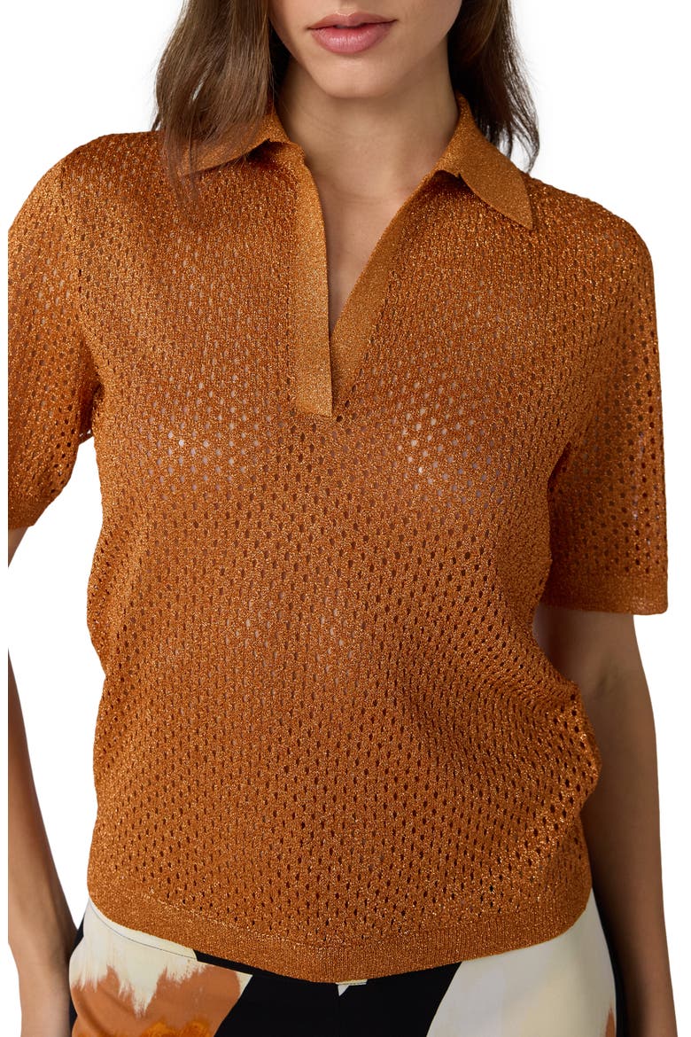 Maren Metallic Knit Sweater, Alternate, color, COPPER GLEAM