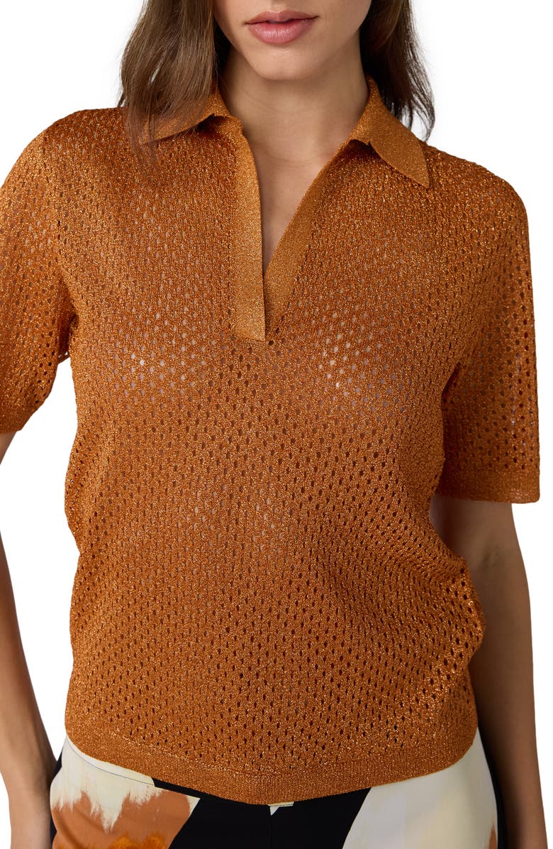 Diane von Furstenberg Maren Metallic Knit Sweater, Alternate, color, Copper Gleam