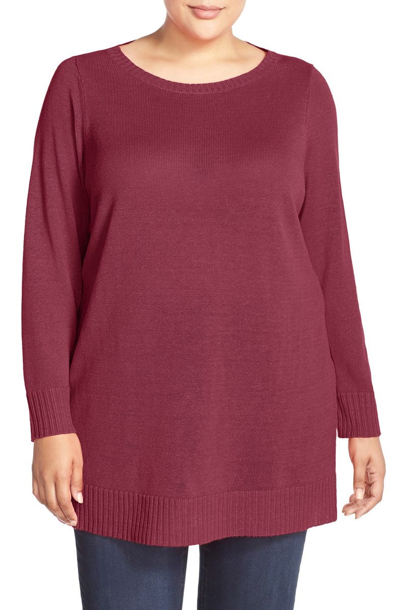 Eileen Fisher Bateau Neck Organic Linen Tunic Sweater, Main, color,