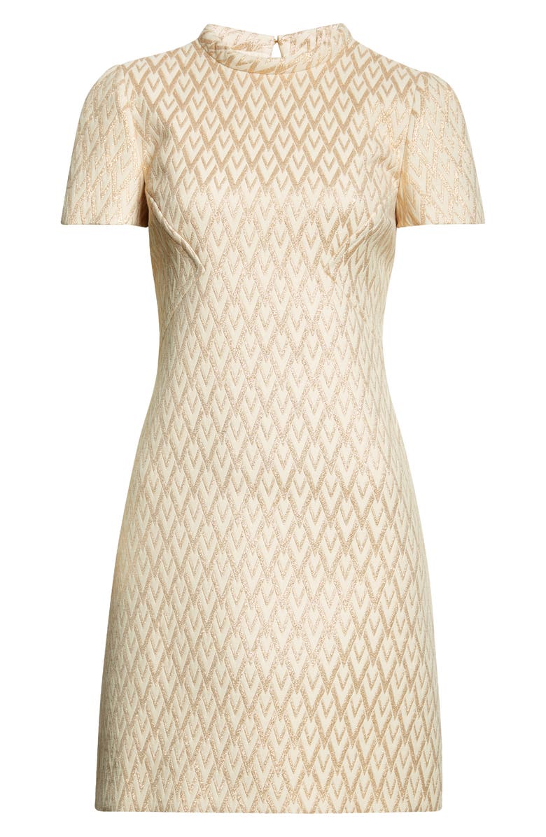 Valentino Garavani Toute la V Metallic Jacquard Minidress, Alternate, color, 