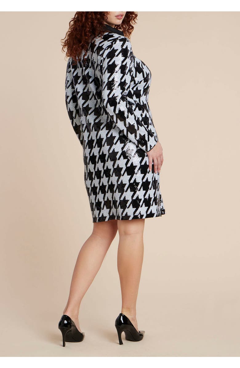 ELOQUII Houndstooth Sequin Mini With Collar, Alternate, color,